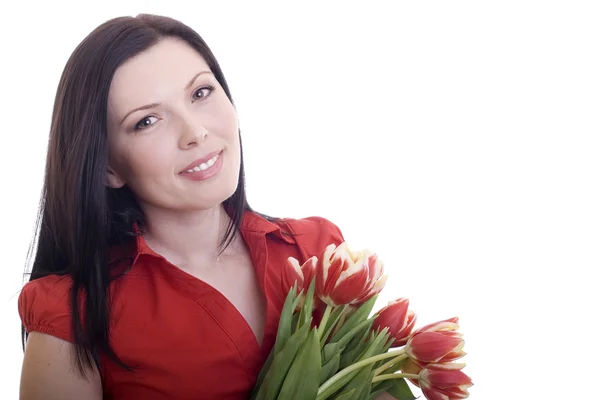 Portrait of a woman with flowers — Stock Photo, Image