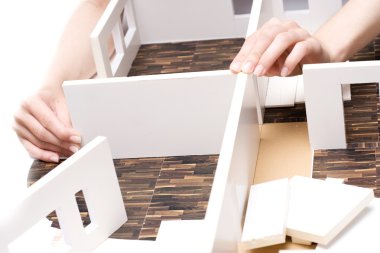 Apartment breadboard model in scale clipart
