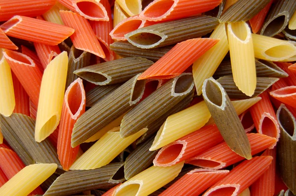 Penne tricolore fondo pasta — Foto Stock