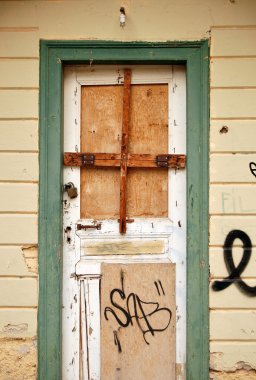 Boarded up door clipart