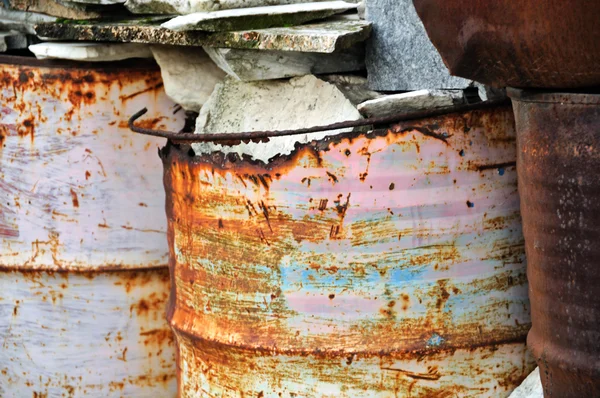 Rusty metal barrels — Stock Photo, Image