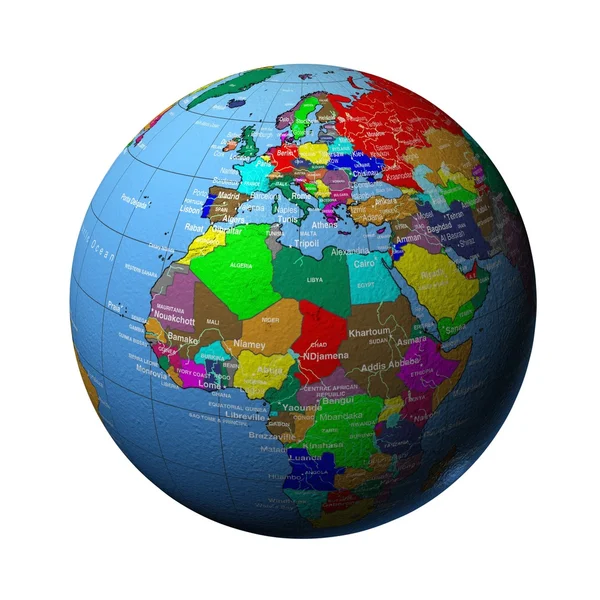 Hoch detaillierte Weltkarte — Stockfoto