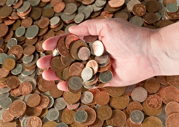 Handfull coins — Stock Photo, Image