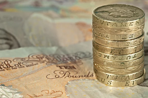 stock image Pile of pound coins