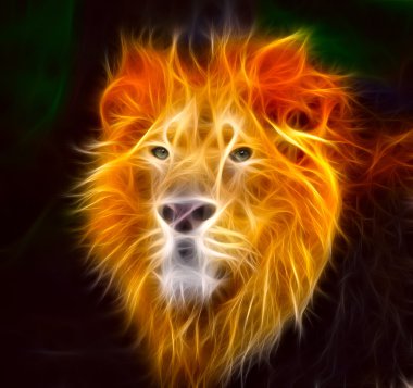 Lion in flames clipart