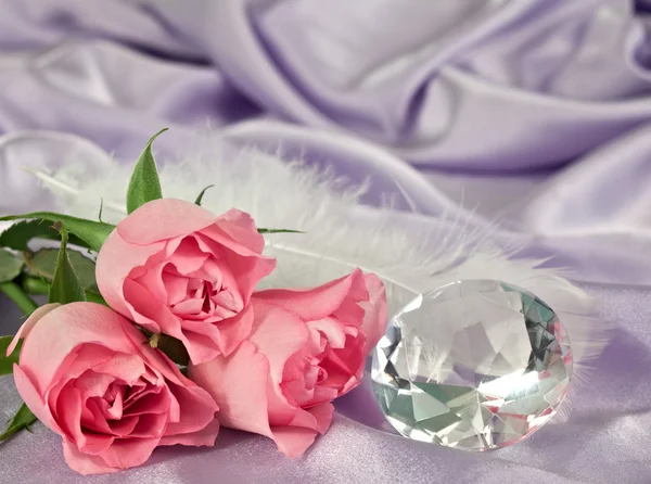Rosebuds and diamond — Stock Photo, Image