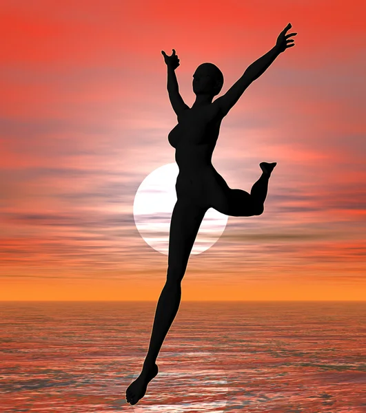Sunset leaping — Stock Photo, Image