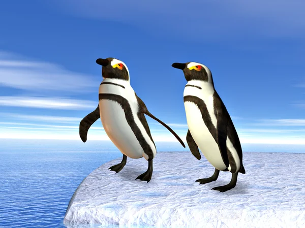Pingviner på en iceflow — Stockfoto