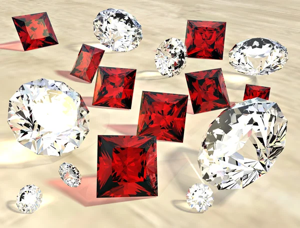 Rubine und Diamanten — Stockfoto