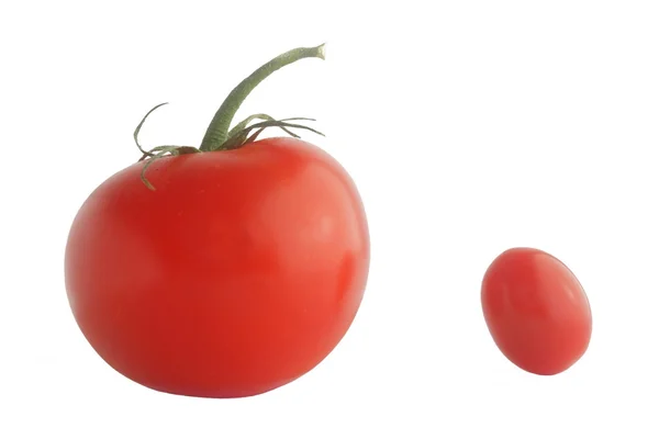 Два спелых помидора на белом фоне — стоковое фото