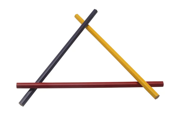 Trois crayons formant un triangle — Photo