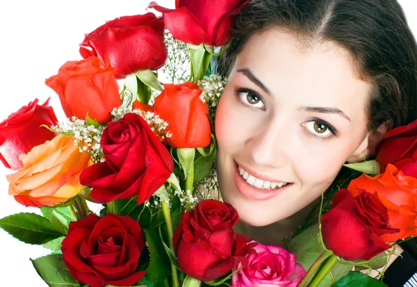 Girl and roses — Stock Photo, Image