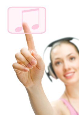 Girl in headphones clipart