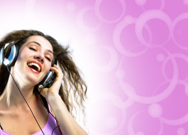 Girl in headphones clipart