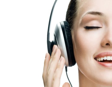 Girl in headphones clipart