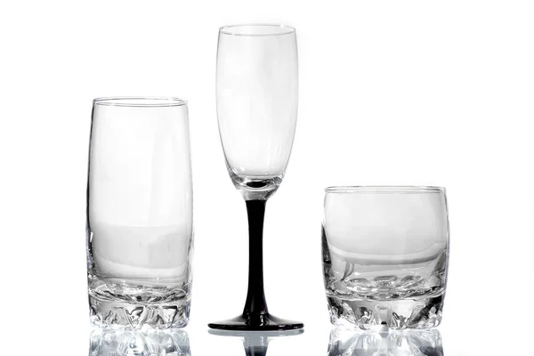 Three glasses on a white background — Stock Photo, Image