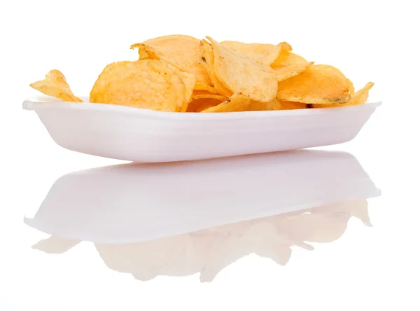 Chips on dish — Stock Photo, Image