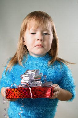 Girl with unpleasant gift clipart