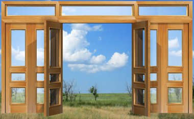 Opened to sky door clipart