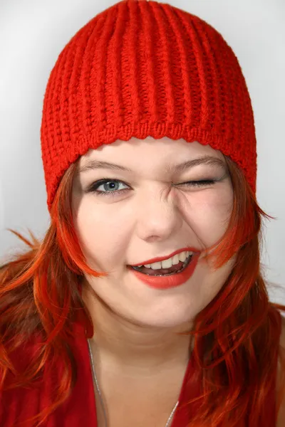 Szczęśliwa dziewczyna czerwony — Zdjęcie stockowe