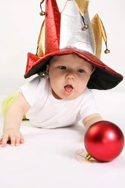 Mały chłopiec w kapelusz błazna — Zdjęcie stockowe