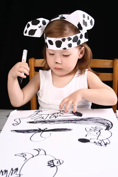 Small girl draw — Stock Photo, Image