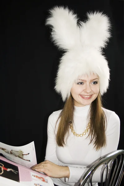 Дівчинка біла шапка Бонні — стокове фото
