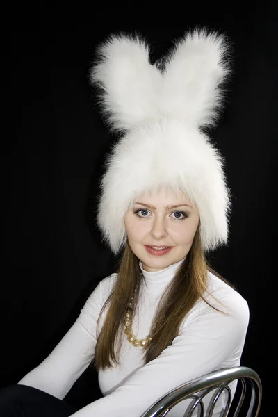 Girl a white cap of a Bonny — Stock Photo, Image