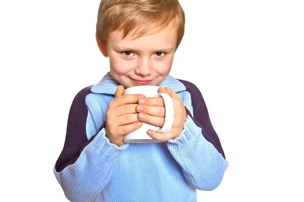 Pojke med en kopp — Stockfoto