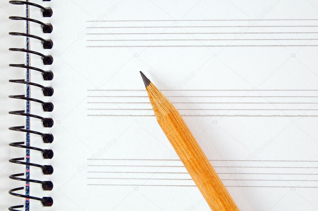 Music sheet and pencil