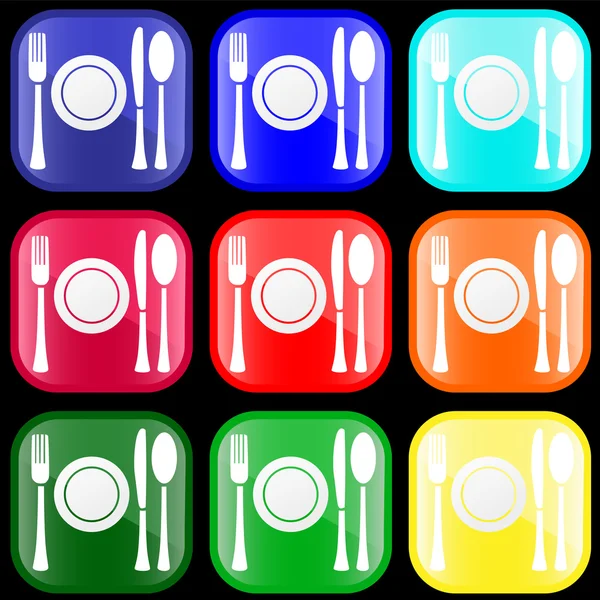 Icon of flatware on buttons — Stock Vector
