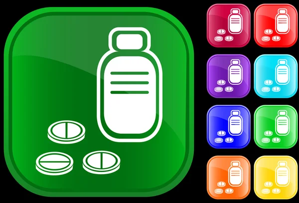 Symbol der verschreibungspflichtigen Flasche und Pillen — Stockvektor