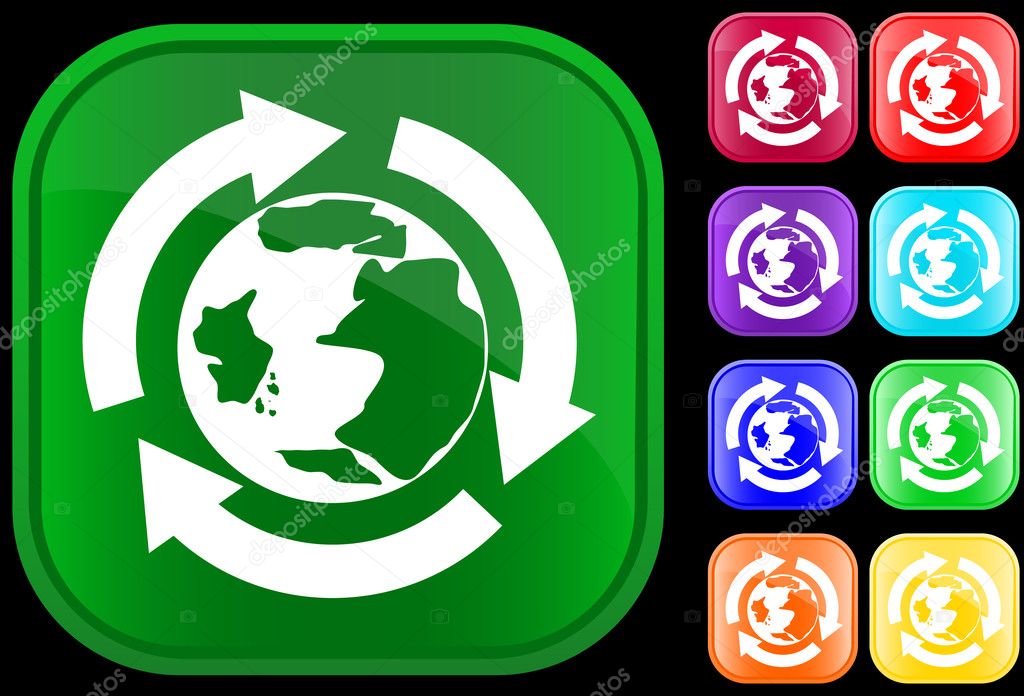 Earth icon in the recycling circle