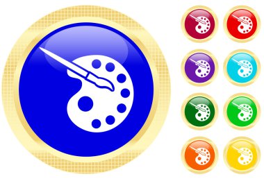 Icon of paints and paintbrush clipart