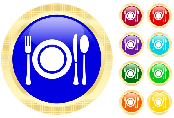 Икона посуды на кнопках — стоковый вектор