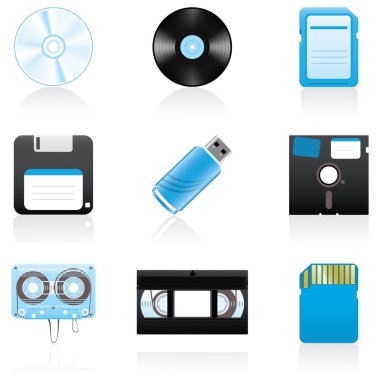 Icon set Storage media clipart