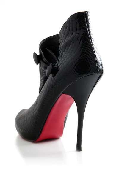 Czarny krokodyl kobiece buty — Zdjęcie stockowe