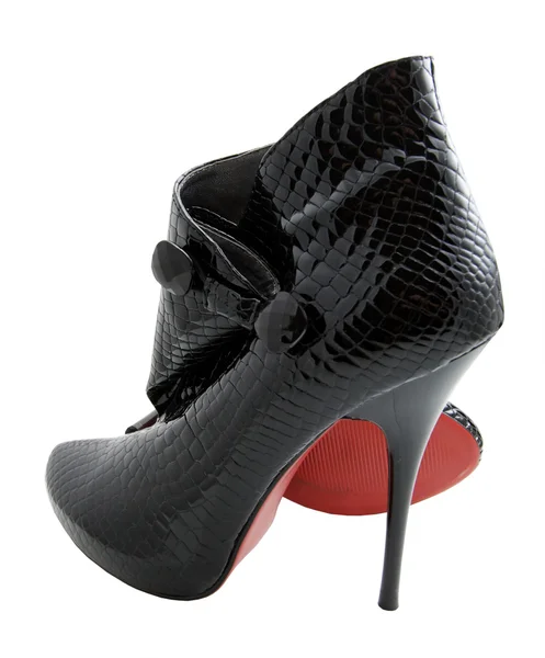 Preto botas de crocodilo feminino — Fotografia de Stock