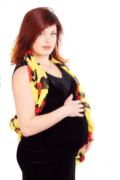 Těhotné zrzavý žena — Stock fotografie