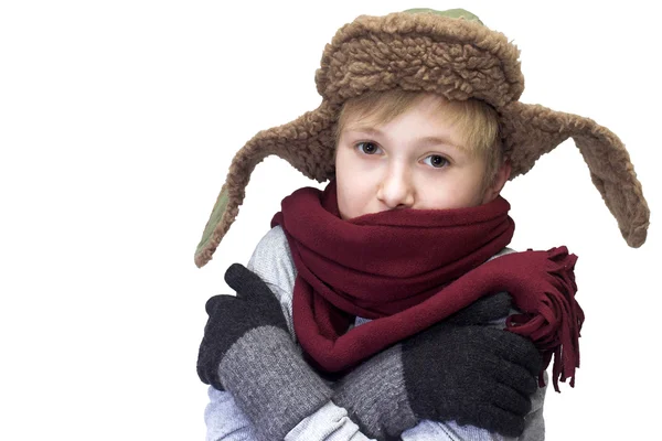 Freezing boy — Stock Photo, Image