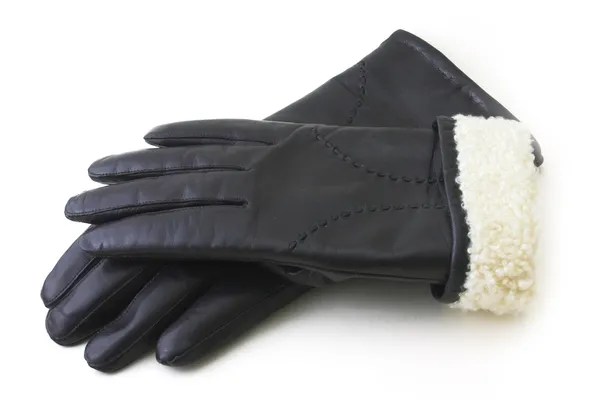 Leather black gloves — Stock Photo, Image