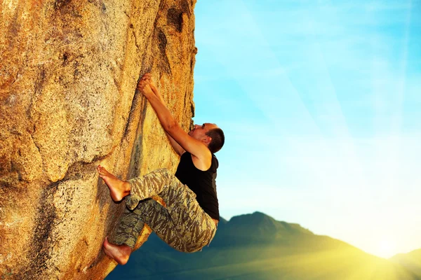 stock image Free solo climbing