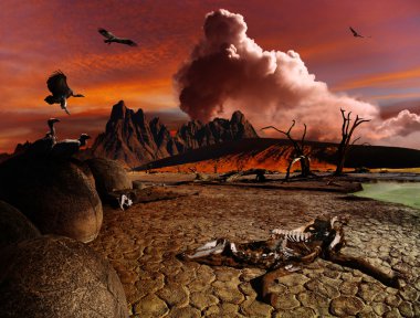 Apocalyptic fantasy landscape clipart