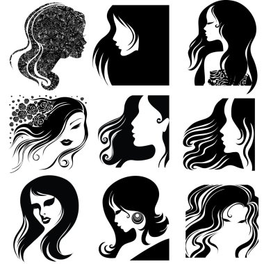 Vector set of beautiful woman clipart