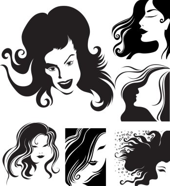 Vector set of beautiful woman clipart