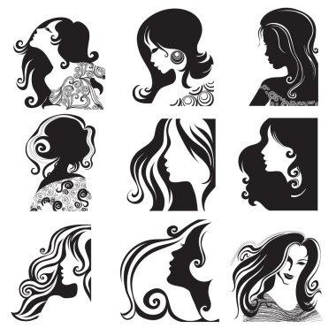 Vector set of beautiful woman clipart