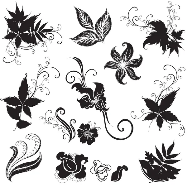 黑色花饰设计元素集 — 图库矢量图片