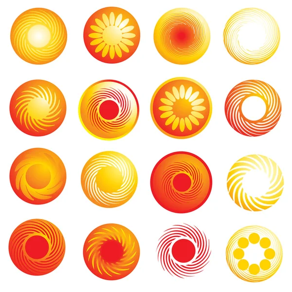 Iconos de sol brillante abstracto — Vector de stock