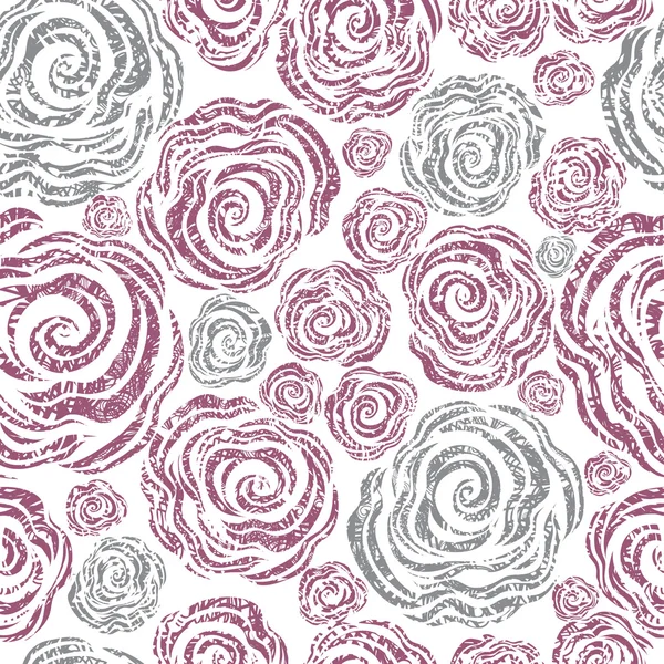 シームレスなピンク グランジ薔薇柄 — ストックベクタ