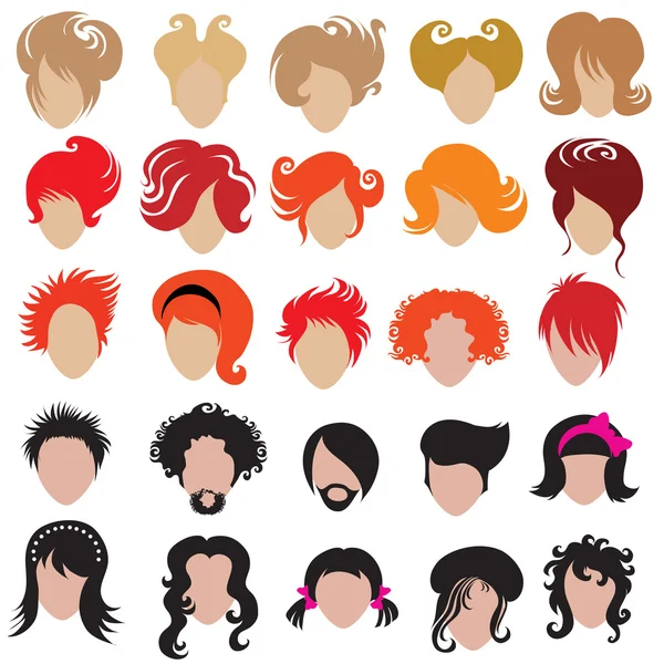 Conjunto vectorial de iconos de peinado de moda — Vector de stock